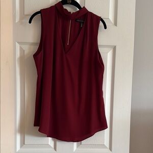 White House Black Market Sleeveless Burgundy Blouse with Zipper